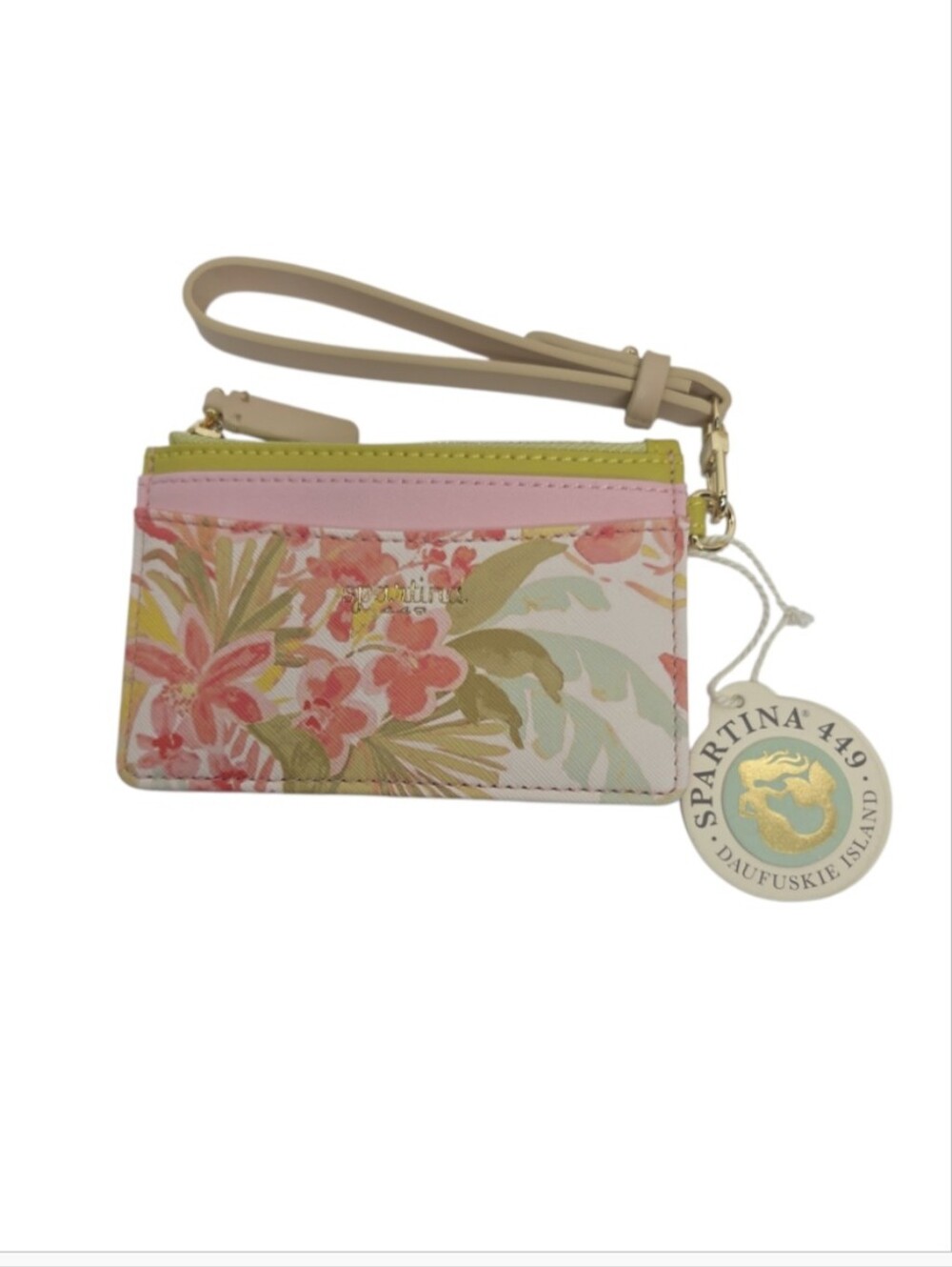 Spartina 449 Slim Card Zip Coin Purse Castillo Tropical Wristlet NWT